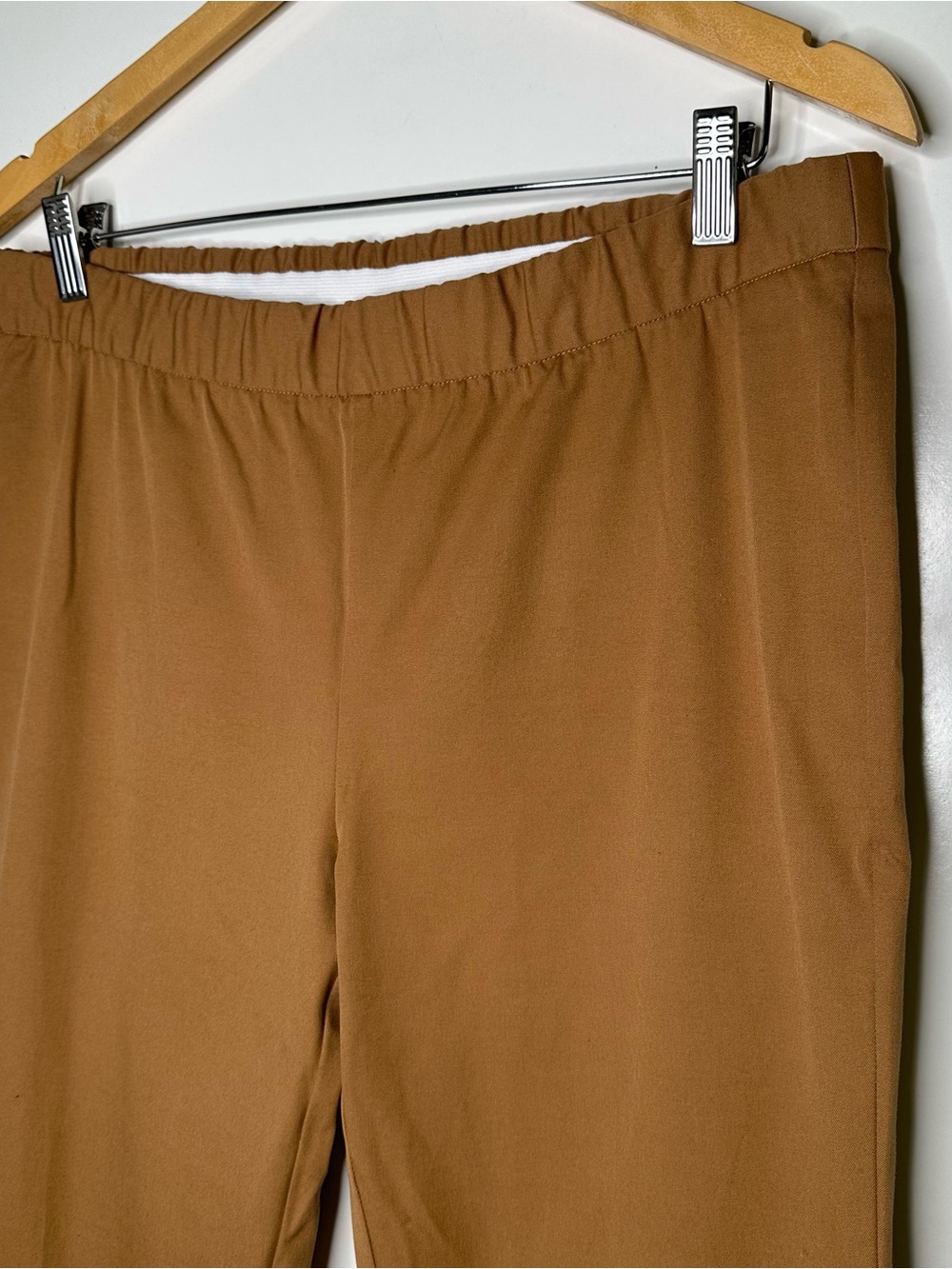 Eileen Fisher Organic Cotton Elastic Waist Pull On Crop Pants Brown Medium - Picture 5 of 8